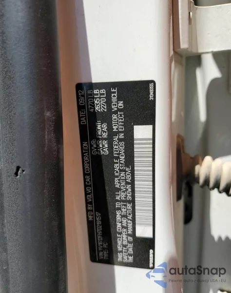 2013 Volvo S60 T5 z USA, uszkodzony, nr VIN YV1612FH7D2191517